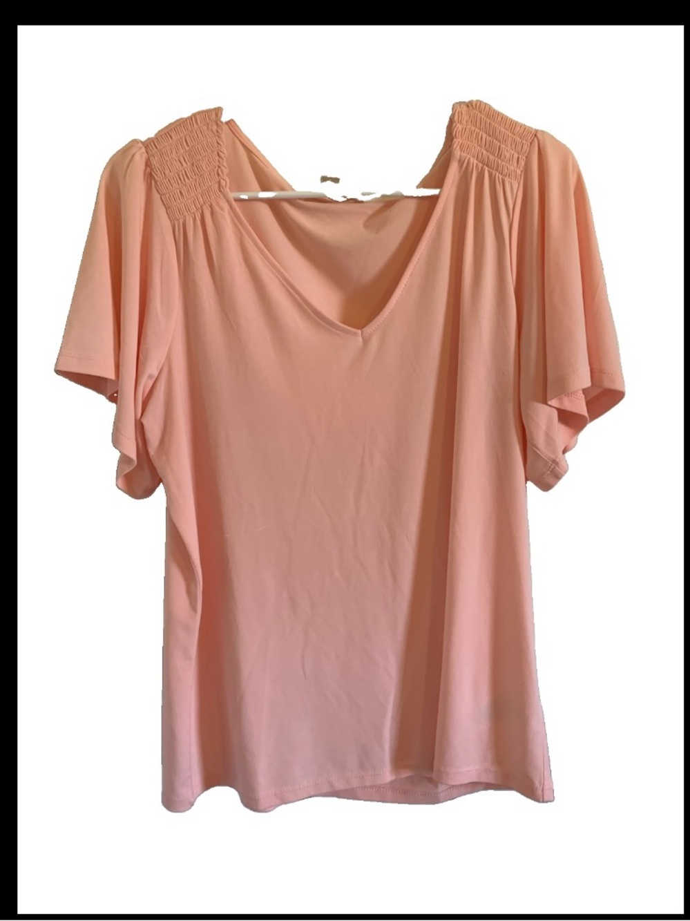 Michael Kors Women's Peach V-Neck Flutter Sleeve Top